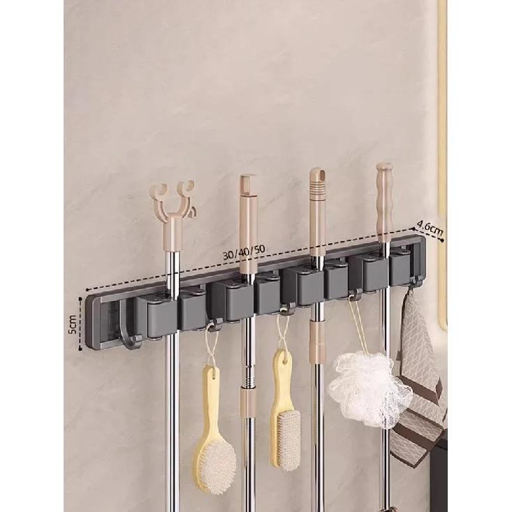 Mop and Broom Organizer Mop Holder Rack Mop Holder Wall Mounted Strong Broom Mop Holder Self With 5 Hooks Organizers Hang Broom Cup Holders 5