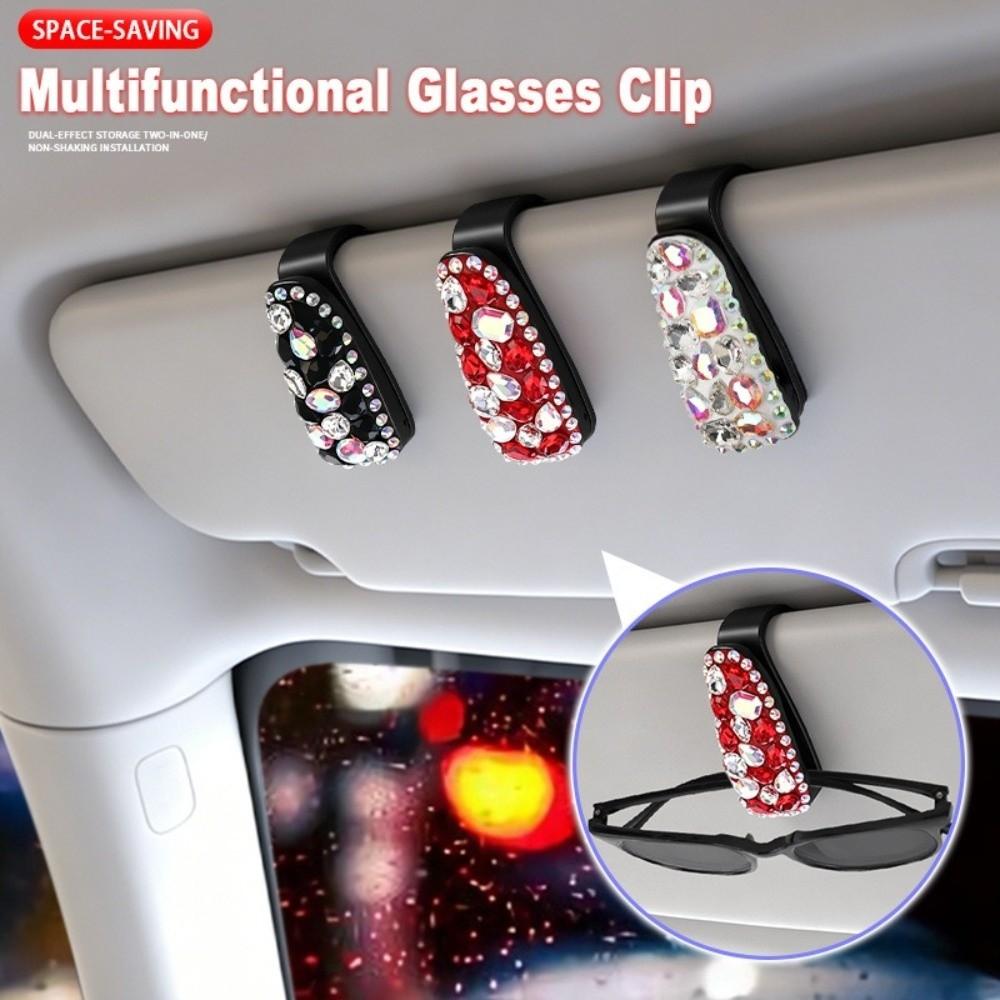 Multifunctional Sunglasses Clip Rhinestone Car Sun Visor Accessories  Driving Accessories