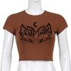 Sun Moon Print Crop Top Y2k Dark Streetwear Punk Short Sleeve Tees Young Gothic Women's T-shirt Graphic T-shirt Harajuku Corset