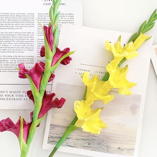 Artificial Gladiolus Flowers 22" Real Touch Flower with Long Stem 4 Full Blooms