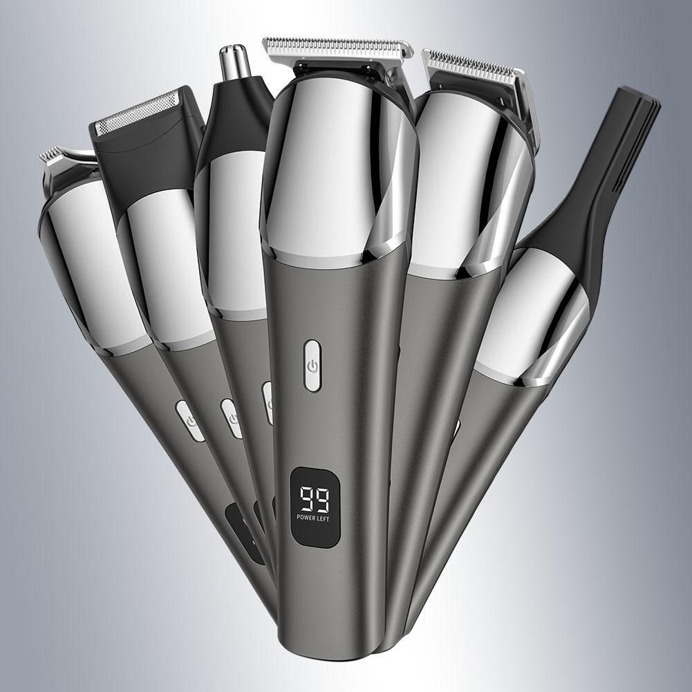6-in-1 Electric Grooming Kit for Men Metal Body Clipper with Shaver Nose Hair Trimmer Multi-Function Tools