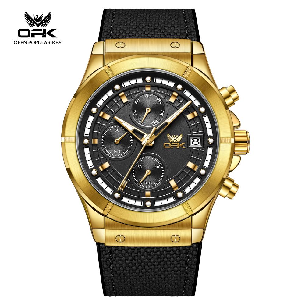 OPK Brand Watch Fashion Trend Large Dial Multifunctional Luminous Waterproof Quartz Men's Watch 8193