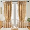 1PC LOZUJOJU European Luxury Blackout Gold Solid Color Blackout and Jacquard Sheer Double Layered Curtains for Bedroom Living Room Home Decor