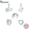 BAMOER из стерлингового серебра 925 пробы, подвеска в виде снежинки, очаровательные ледяные радужные бусины для женщин, браслет и браслет, сделай сам, подарок на день рождения, ювелирные изделия