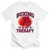 Boxing Is My Therapy Tshirt for Unisex Short Sleeves Graphic Boxer Marital Arts Lover Clothing Loose Fit 100 Cotton Camisetas