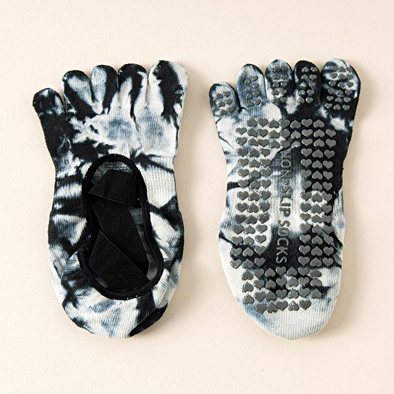 1 пара коротких спортивных носков в спортивном стиле с узором «тай-дай», нескользящие носки с раздельным носком из хлопка