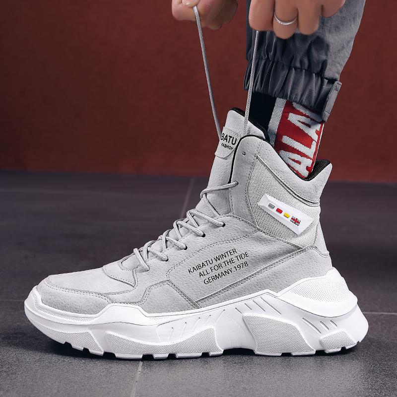 Мужские зимние осенние ботинки, теплая повседневная обувь до щиколотки, высокие кроссовки на массивном каблуке, мужская уличная обувь, легкие мужские туфли на толстой подошве