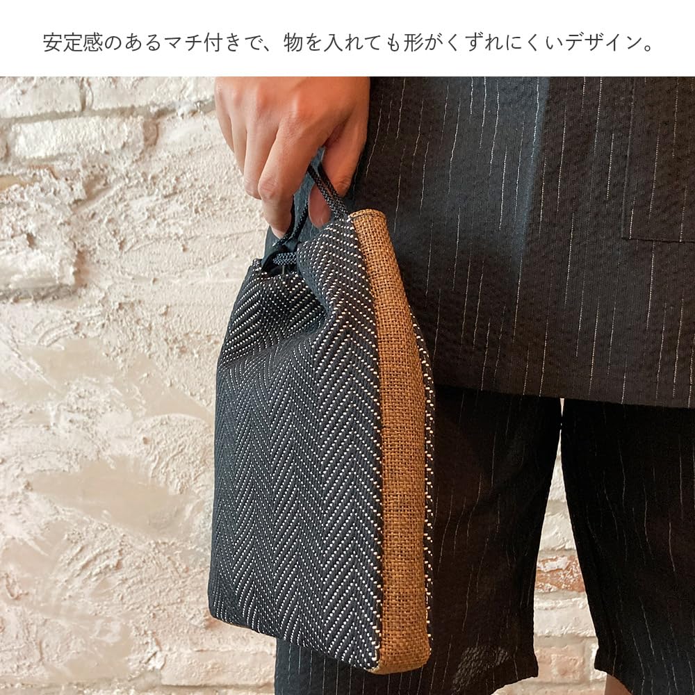 Кимоно Ёлочка Сумка Шинген на шнурке для мелких предметов Сделано для Дня Шинген [Киото Юдзен] Мужчины, Ластовица, Чехол, Сумка, Япония, Джинбей, Юката,