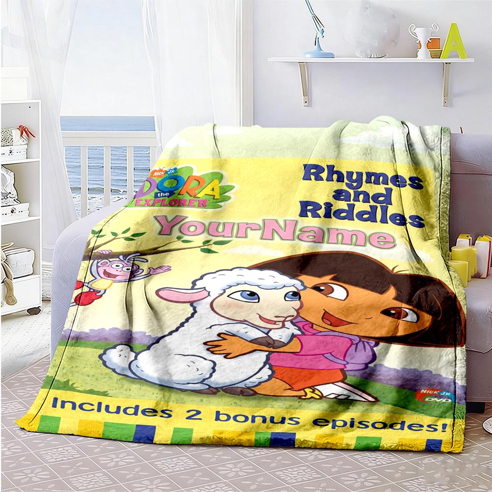 Dora Explorer Customize Text Blanket Gift Customizable Blanket Durable Comfort Versatile for Living Room Picnics Home Decor Bed for All Occasions