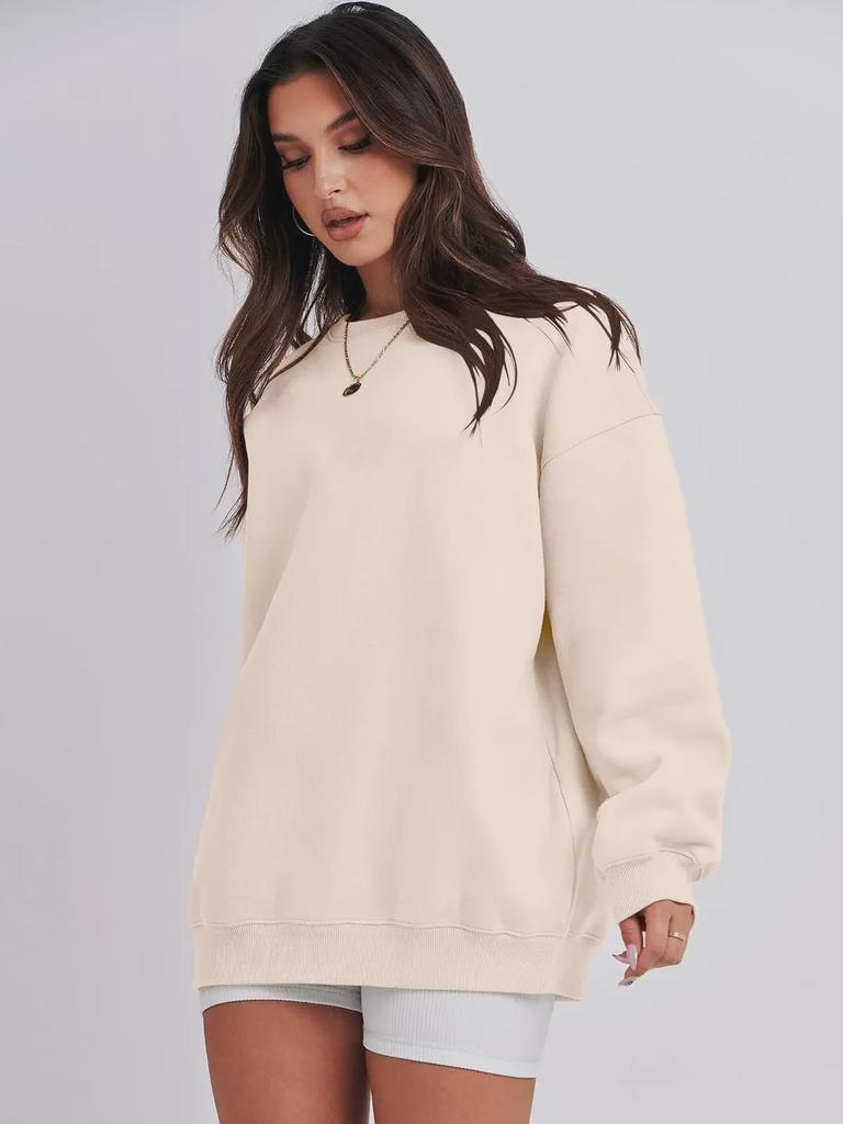 Autumn and Winter Women's Loose Solid Color Velvet Sweatshirt