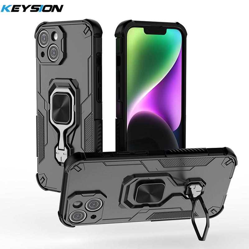 KEYSION Противоударный чехол для iPhone 15 Pro Max Мягкий силиконовый + PC вертикальный чехол-подставка для телефона на заднюю панель для iPhone 15 15 Plus