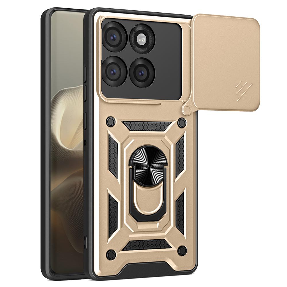 AMORUS Чехол для Motorola Edge 60 Pro 5G с подставкой, PC+TPU чехол для телефона со слайдером для защиты объектива камеры