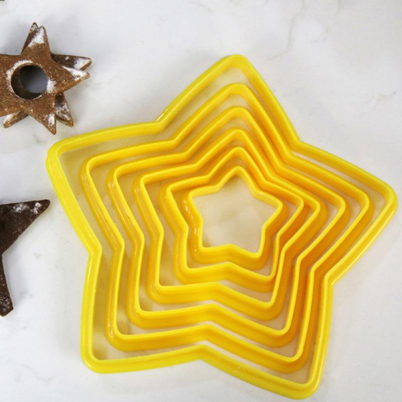 6 шт. Рождественская звезда в форме печенья Пластиковая форма для печенья Рождественская елка Набор для выпечки помадки торта DIY инструменты для украшения выпечки