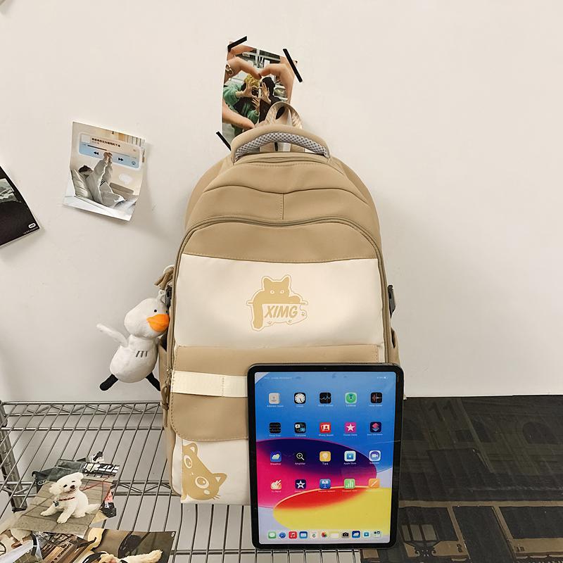 Женский рюкзак большой емкости для мальчиков и девочек, контрастный по цвету рюкзак для школьников