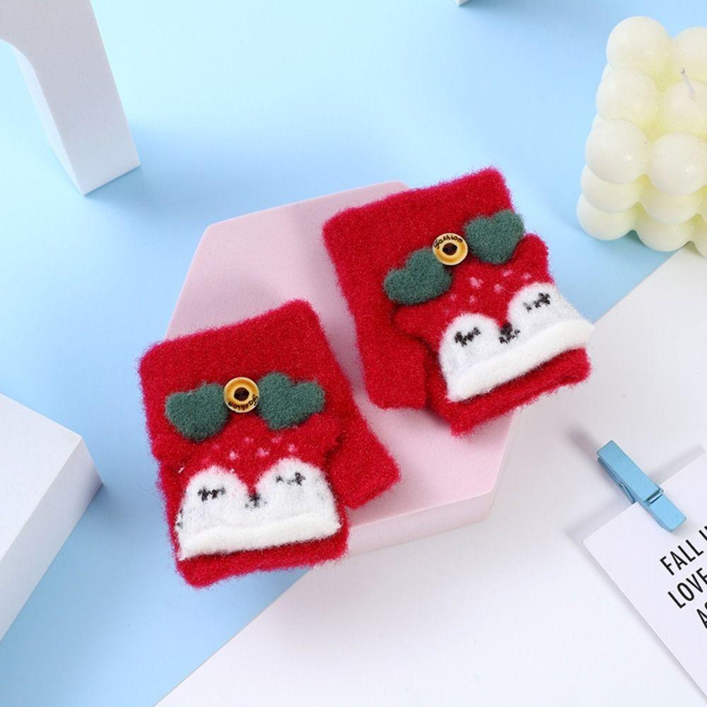 Fingerless Knitting Mittens Thick Mitten Lovely Kids Gloves Baby Kids