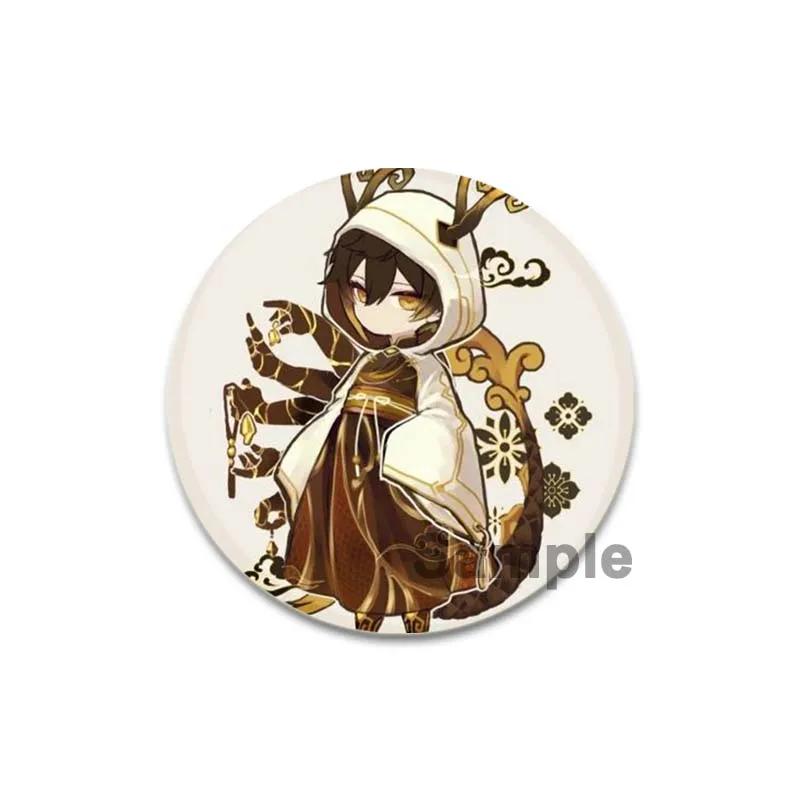 32/44/58mm Anime Genshin Impact Badge Zhongli Cartoon Brooches On Backpack Clothes Handmade Round Enamel Pins for Jewelry Gift Accessories