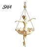 Retro Distressed Planter Ballet Dancer Hanging Planter, Cute Resin Ballerina Plant Pot, Elegant Balcony Railing Artistic Holder for Trailing