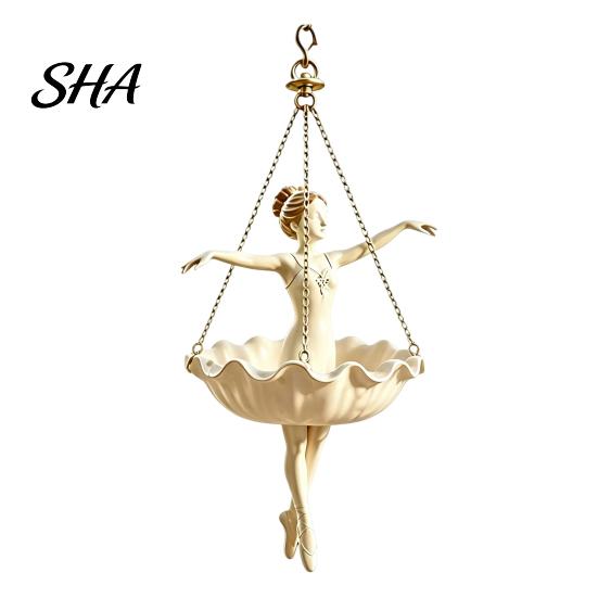Retro Distressed Planter Ballet Dancer Hanging Planter, Cute Resin Ballerina Plant Pot, Elegant Balcony Railing Artistic Holder for Trailing