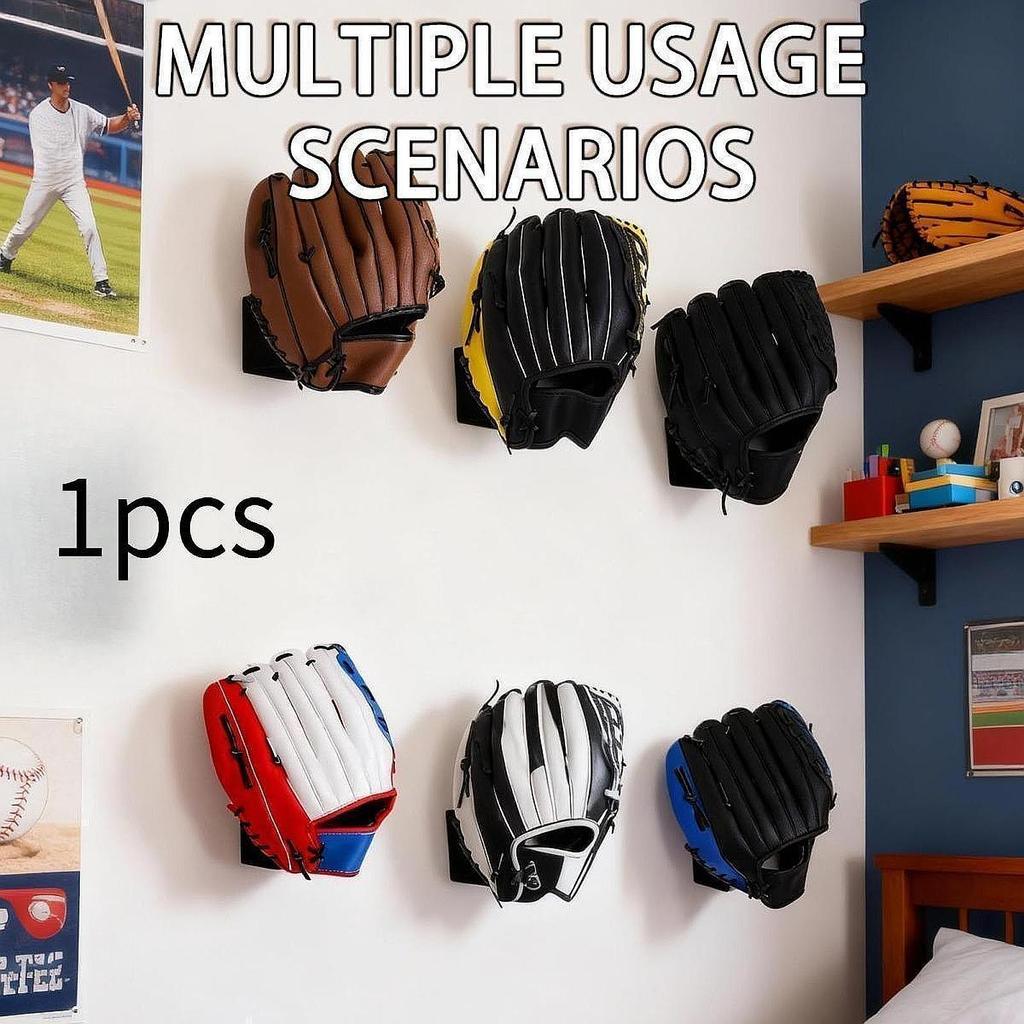 Wall Mount Baseball Glove Rack Organization Space Saving Sturdy Easy Installation Multifunctional