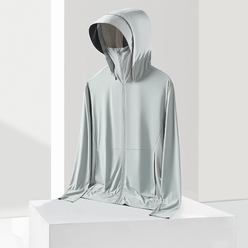 11-year-old new vinyl hat ice silk sunscreen clothes couple models breathable and skin-friendly quick-drying men's sunscreen clothes can be opened