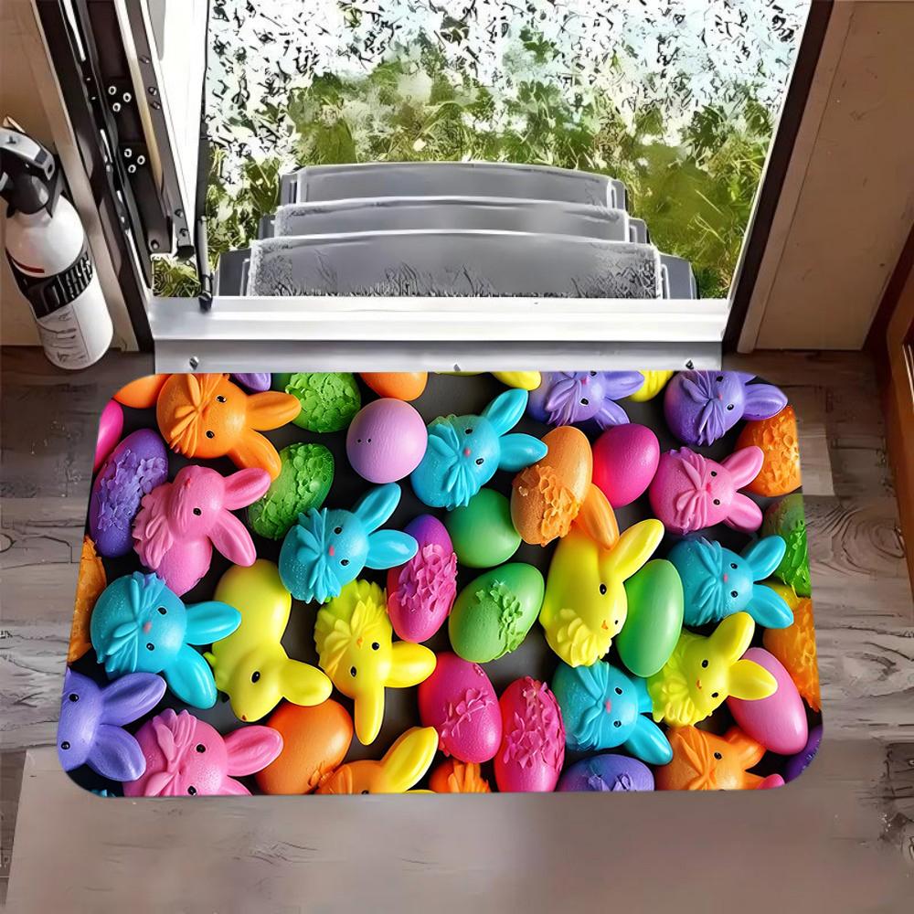 Colorful Easter Eggs Doormat Indoor Outdoor Entrance Welcome Rug Soft Non-Slip Home Decor Carpet for Entry Porch Living Room