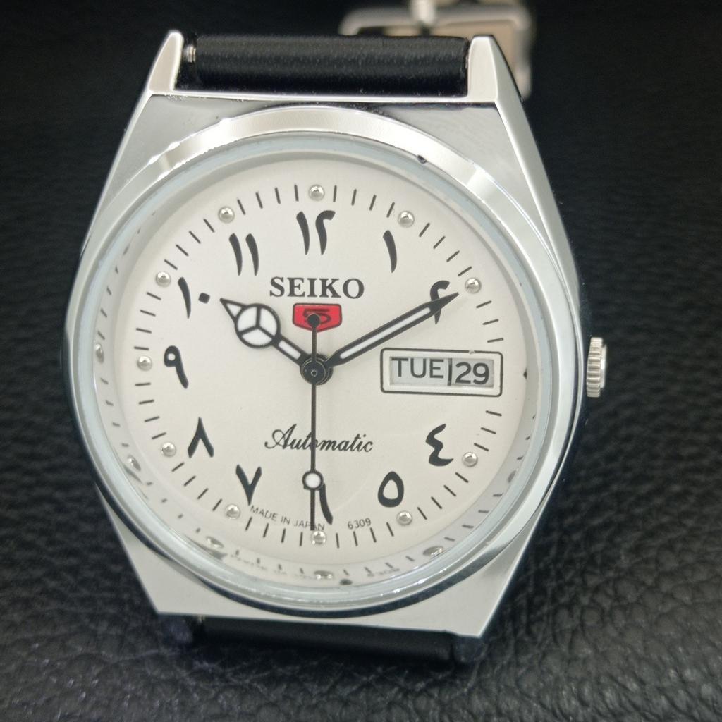 JAPAN VINTAGE REFURBISHED SEIKO 5 AUTOMATIC 6309A MENS WHITE WATCH a442609-1