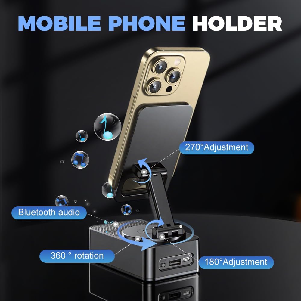 Three-in-one mobile phone stand combines a Bluetooth speaker, a mobile phone sensor speaker, and a mobile phone speaker stand with a high-capacity