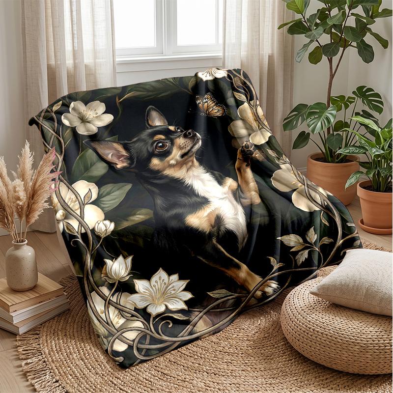 Butterflies Flowers Puppies Kittens blanket Personalized Name Flannel Blanket Soft Cozy Plush Throw for Sofa Bed Lightweight Home Decor