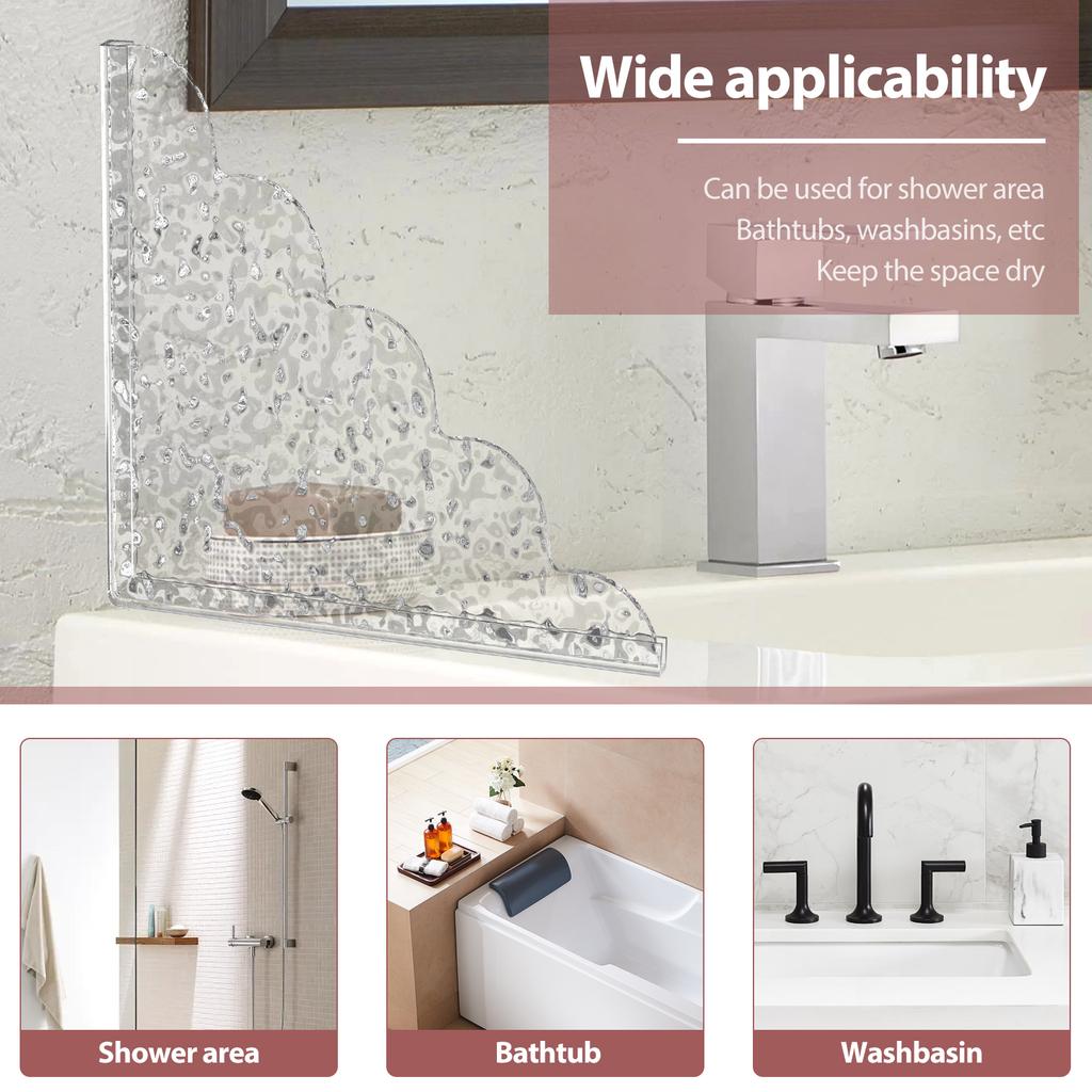 2 шт. самоклеящиеся акриловые брызговики для душа с силиконовым основанием, водонепроницаемые прозрачные бортики для ванны, легко устанавливаются