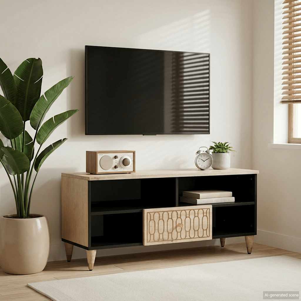 TV Cabinet 100x33x46 cm Solid Mango Wood
