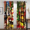 3D Funny Happy New Year Christmas Santa Claus Snow Fireplace 2 Pieces Thin Shading Window Curtains for Living Room Bedroom Decor