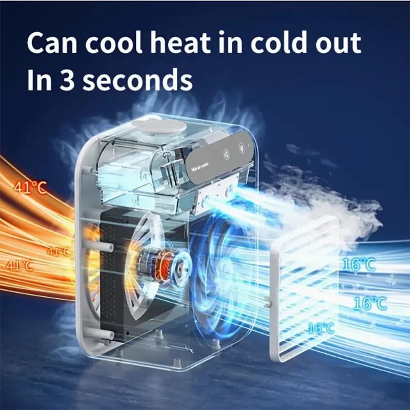 Mini Bladeless Cold Air Blower Rechargeable 1800mAh Lithium Spray Cool Fan Office Humidification Cooling Small Portable Fan