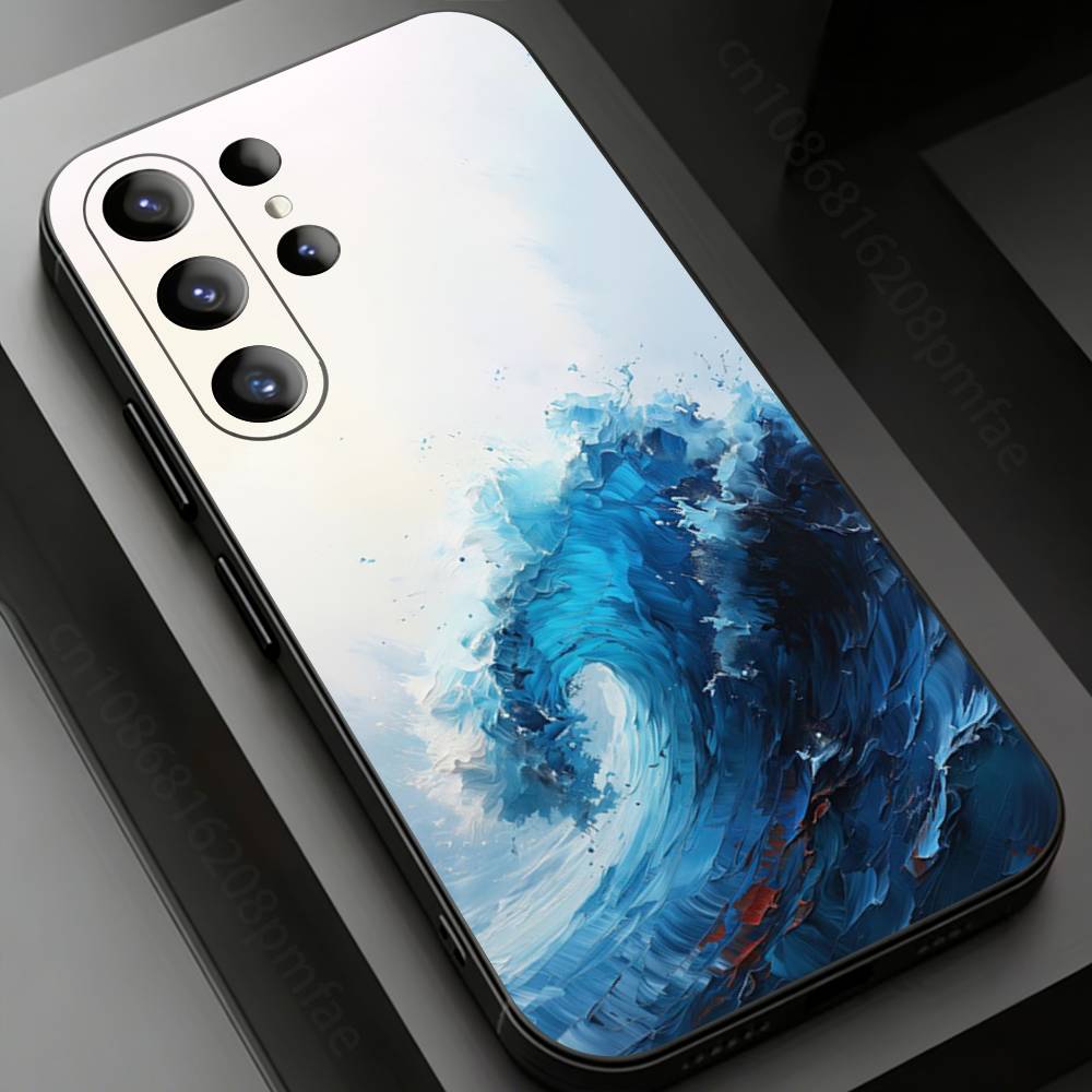 Современный Арт Волна Чехол для Телефона для Samsung Galaxy S20,23 Ultra S24,22 Plus S25,26,21FE TPU Чехол