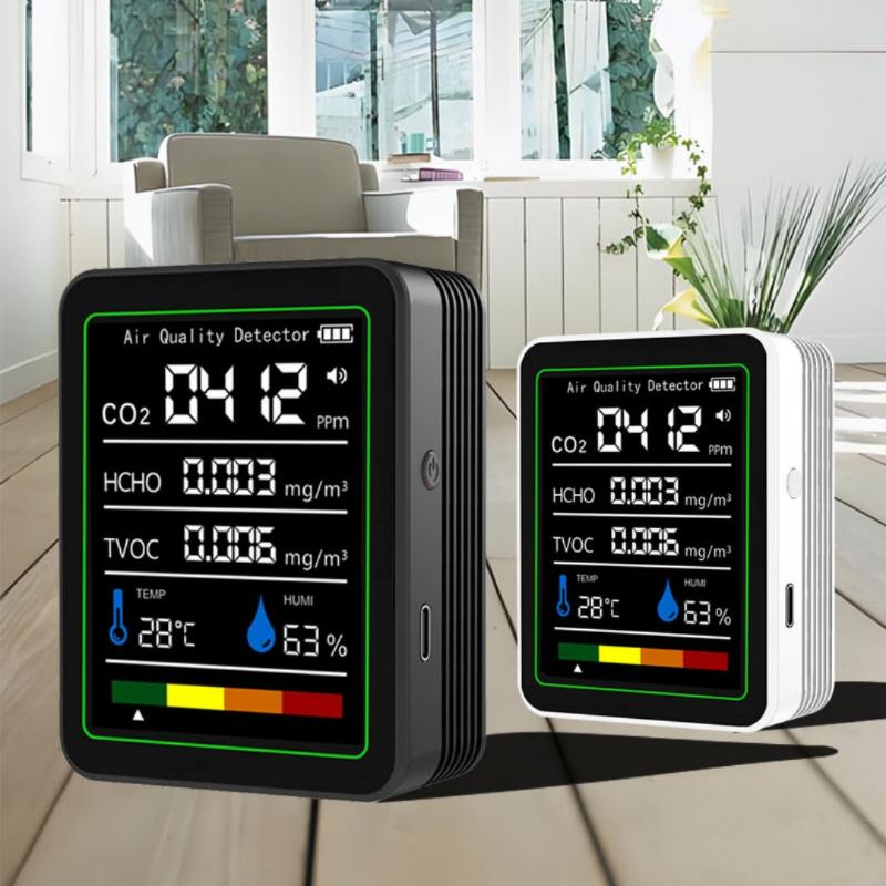 1 Комплект CO2 TVOC HCHO PM Метр Цифровой Термометр Влажности Многофункциональный Цифровой Монитор Качества Воздуха Домашний Детектор Воздуха
