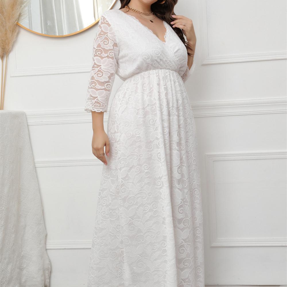 Summer Plus Size 5xl European And American Bohemian Lace V-neck Women Dresses