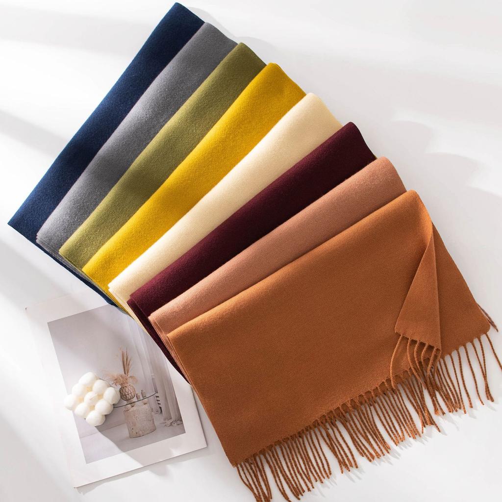 Morandi Color Scarf Shawl Solid Color Cashmere Feel Long Winter Wrap Luxury Soft Fashion Gift Lightweight Women’s Neck Scarf
