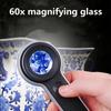 60-кратная лупа со светодиодной подсветкой, регулируемая перезаряжаемая HD-лупа высокой мощности