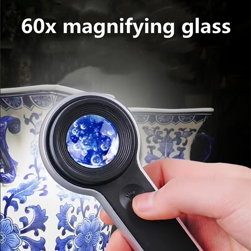 60-кратная лупа со светодиодной подсветкой, регулируемая перезаряжаемая HD-лупа высокой мощности