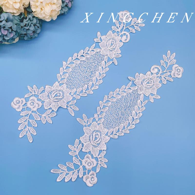 Water Soluble Flower Garment Accessories Water Soluble Polyester Silk Flower Embroidery Lace Polyester Light Hollow Flower Cloth Sticker Accessories