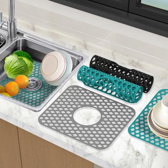 Sink Protector Mat Non Slip Heat Insulation Silicone Sink Protector Dishwashing Mat Kitchen Accessories for Dining Room