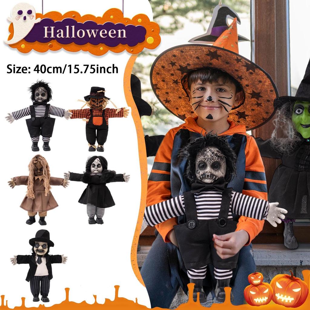 Halloween Horror Doll Ornament Pumpkins Witch Vampires Rupture Doll Atmosphere Decoration Props