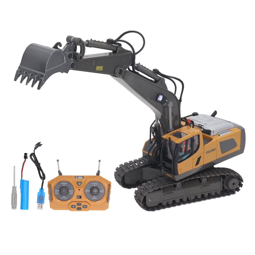 2.4G RC Excavator Toy Rotatable Full Functional Lighting Music Alloy Construction Tractor