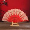 Dancing Fan Folding with Hanging Ring Smooth Opening Comfortable Grip Dance Clear Pattern Chinese Style Fabric School Supply