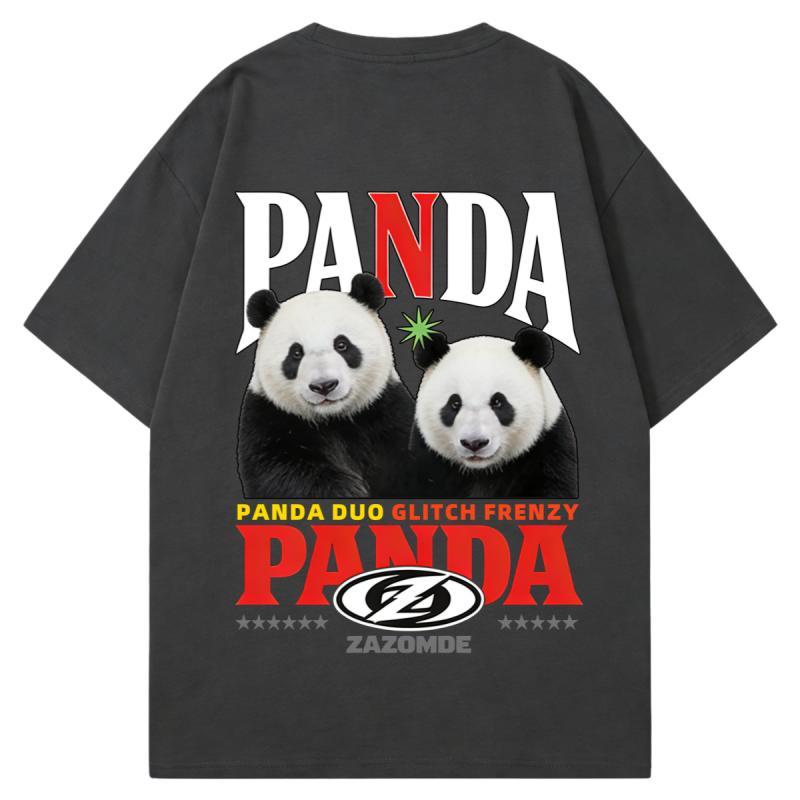 ZAZOMDE Street Fashion Unisex Oversized T Shirt Panda Graphic Design With Print Comfortable Loose Fit Cotton Tee For Unisex Unisex