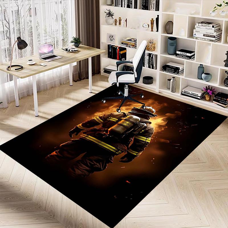1PC Firefighter Firefighting Non-Slip Floor Carpet Compatible for Office&Living Room&Bedroom&Dining room - Flat- Soft & Pattern, Vibrant Colors-W256