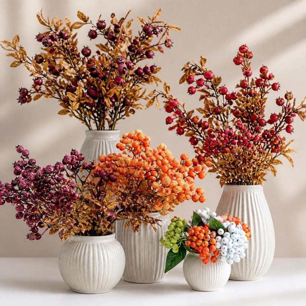Fruit With Leaves Artificial Pomegranate Branches Fake Pomegranate Flowers Wedding Home Decoration
