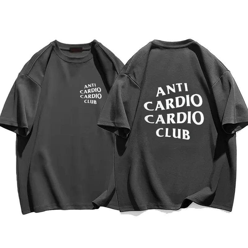 Мужская одежда больших размеров футболка Anti Cardio Club Gym Life Letter Print Футболка из хлопка для женщин футболка большого размера для мужчин Лето