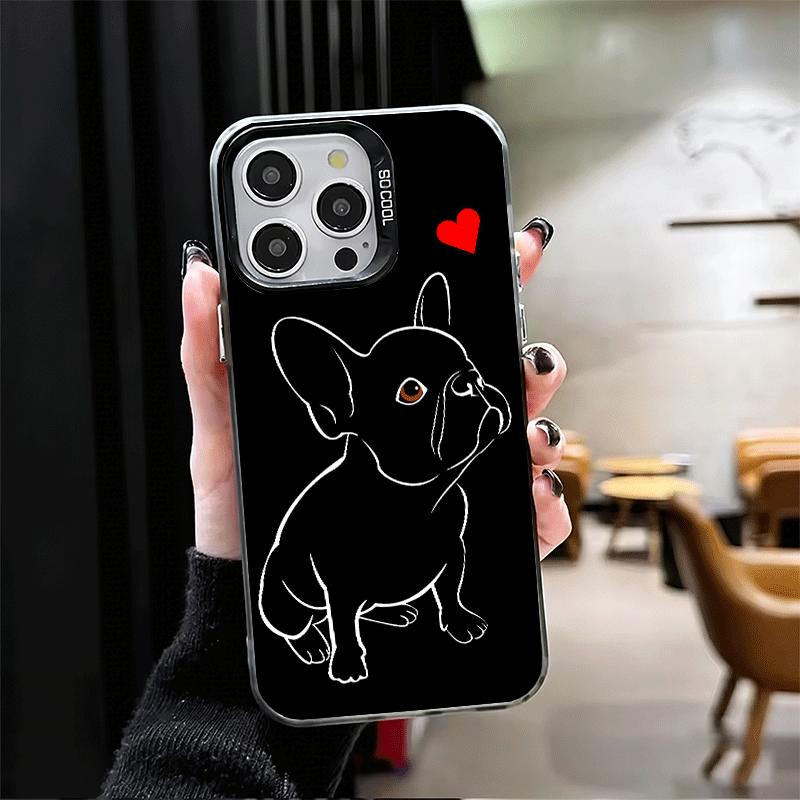 Французский бульдог Черный дизайн Мягкий чехол для телефона для iPhone 15 16 17 Pro Max 17Air 16E 14 Plus 13 12 Mini Ударопрочный чехол Задняя панель