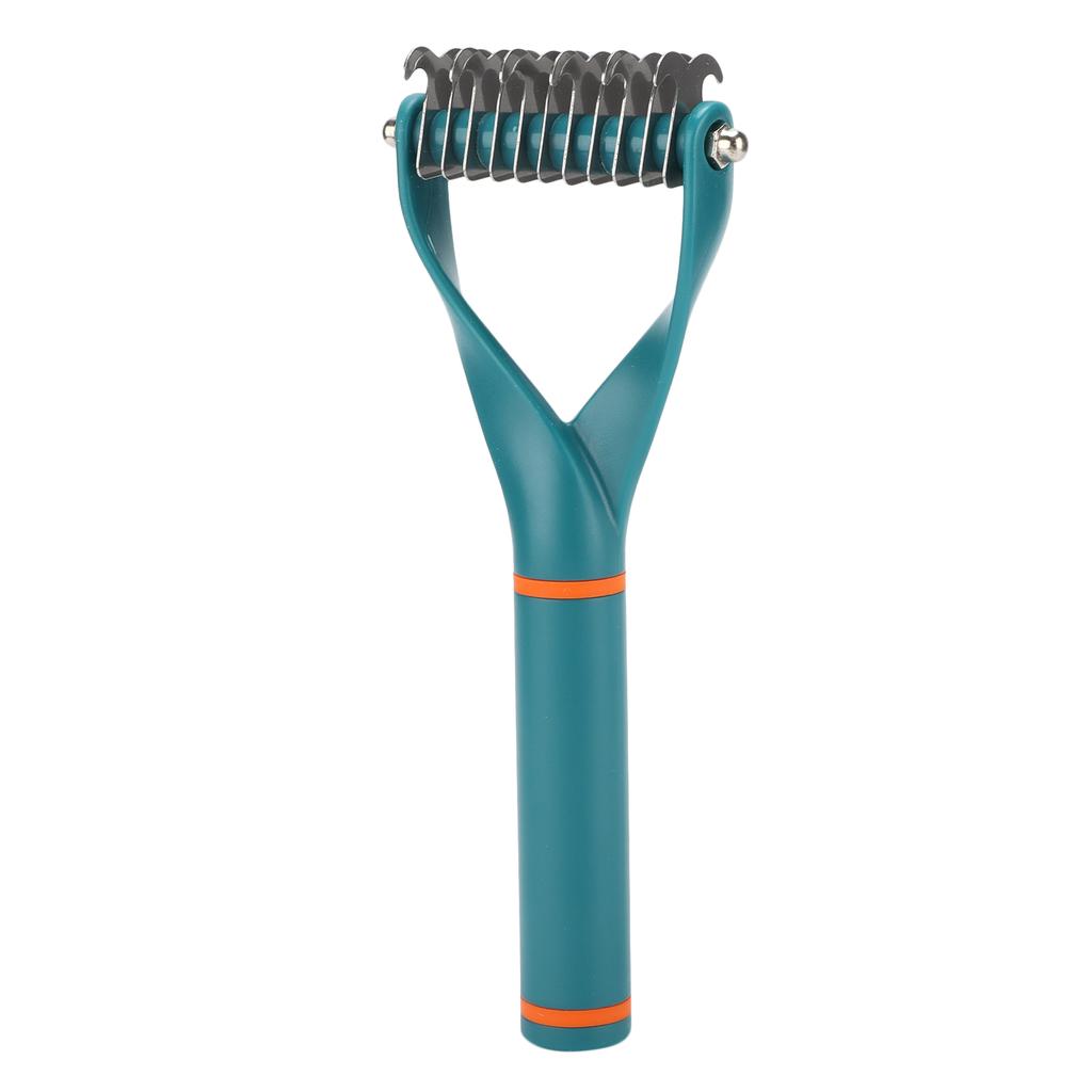 Pet Hair Removal Rake Y Shaped Double Sides Pet Under Hair Rake Comb Dog Dematting ToolsL Dark Green