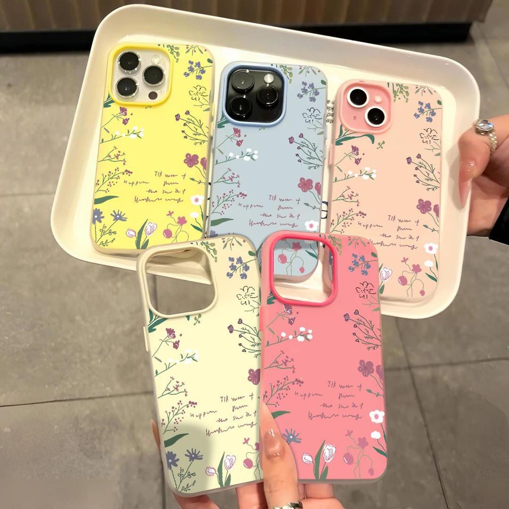 Ins Английский Полевой Цветок Подходит для Чехла на Мобильный Телефон Apple 16/17promax iPhone15 ощущение кожи 12 матовый 14 женский 13